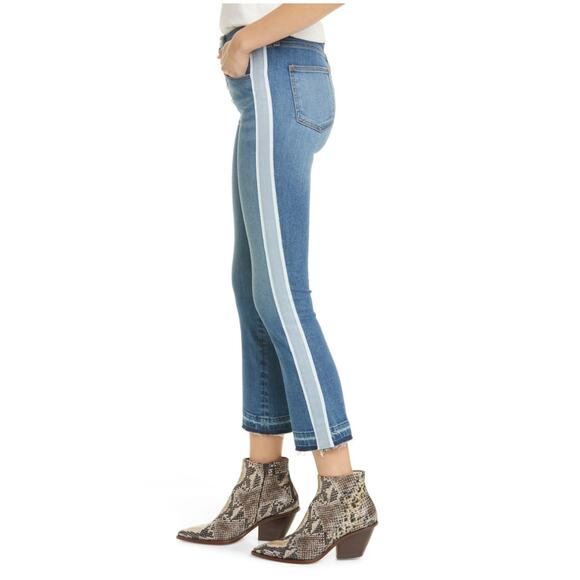 Veronica Beard Jeans Womens 24 Carolyn Tuxedo Stripe Baby Boot Blue NWT - Picture 1 of 11